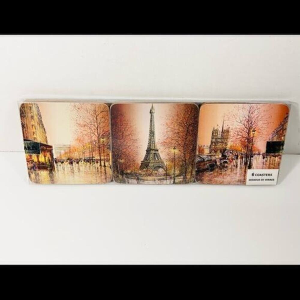 Paris themed set of 6 coasters